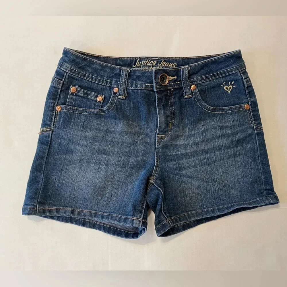Justice Simply Low Denim Jean Shorts Girls Size 14 S